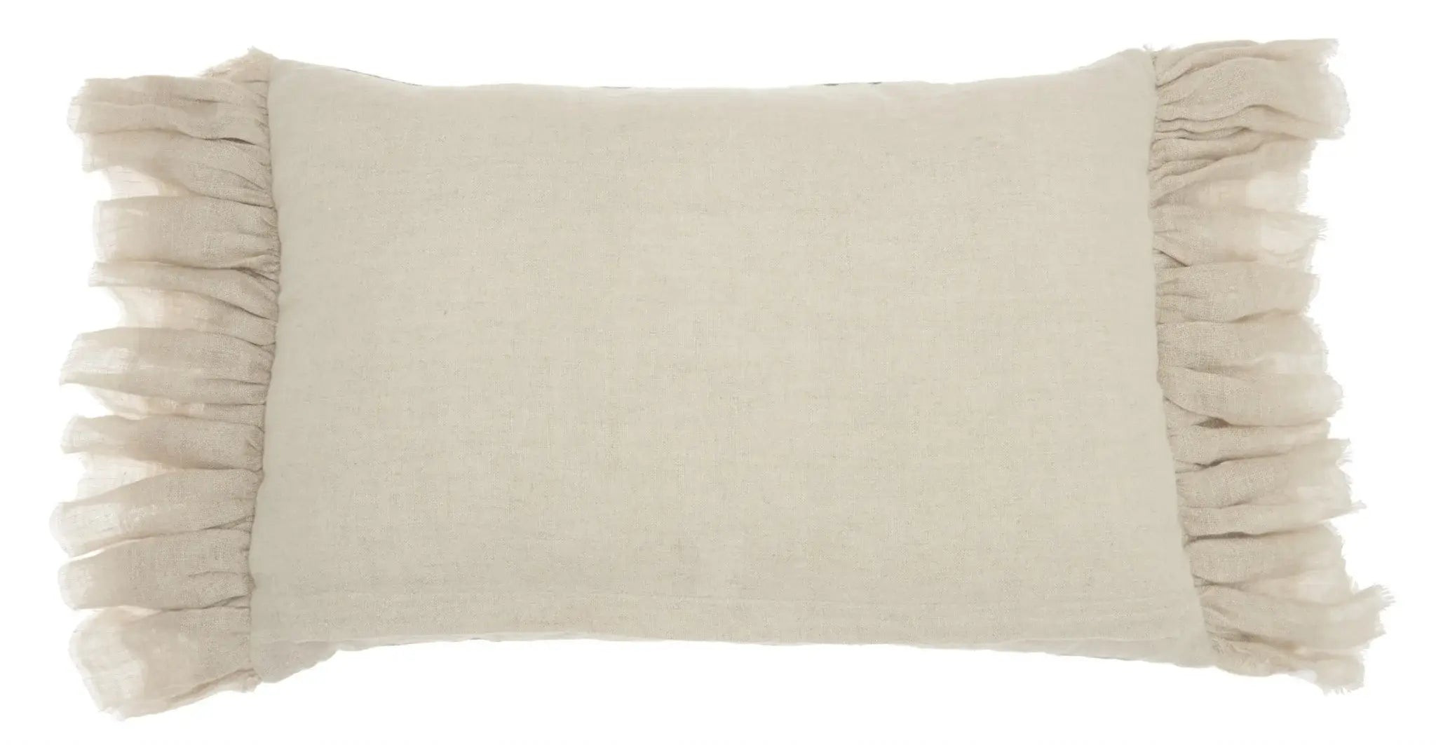 Wide Tasseled Marble Yellow Lumbar Pillow - Homeroots - Flyclothing LLC