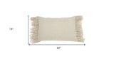 Wide Tasseled Marble Yellow Lumbar Pillow - Homeroots - Flyclothing LLC