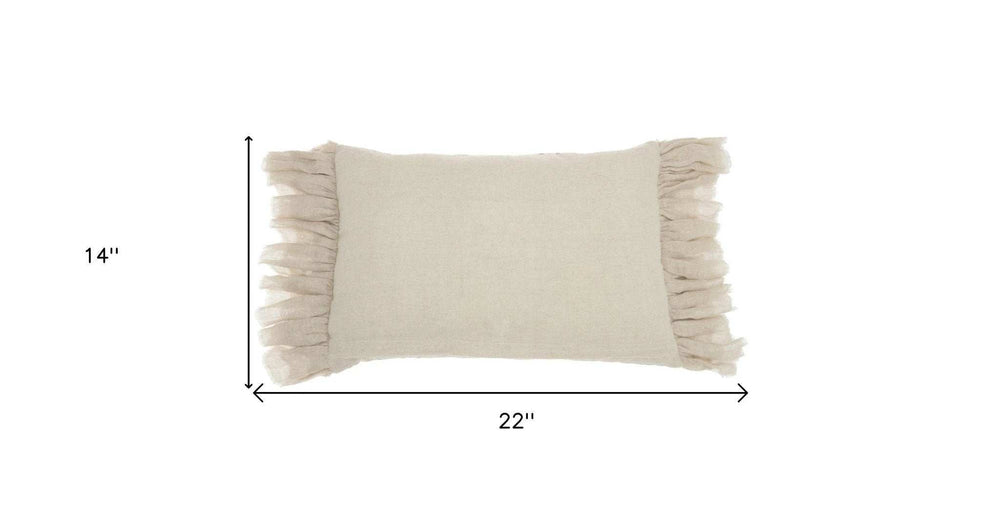 Wide Tasseled Marble Yellow Lumbar Pillow - Homeroots - Flyclothing LLC
