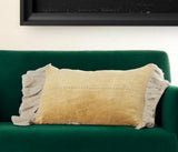 Wide Tasseled Marble Yellow Lumbar Pillow - Homeroots