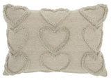 Whimsical Heart Detail Gray Lumbar Pillow - Homeroots