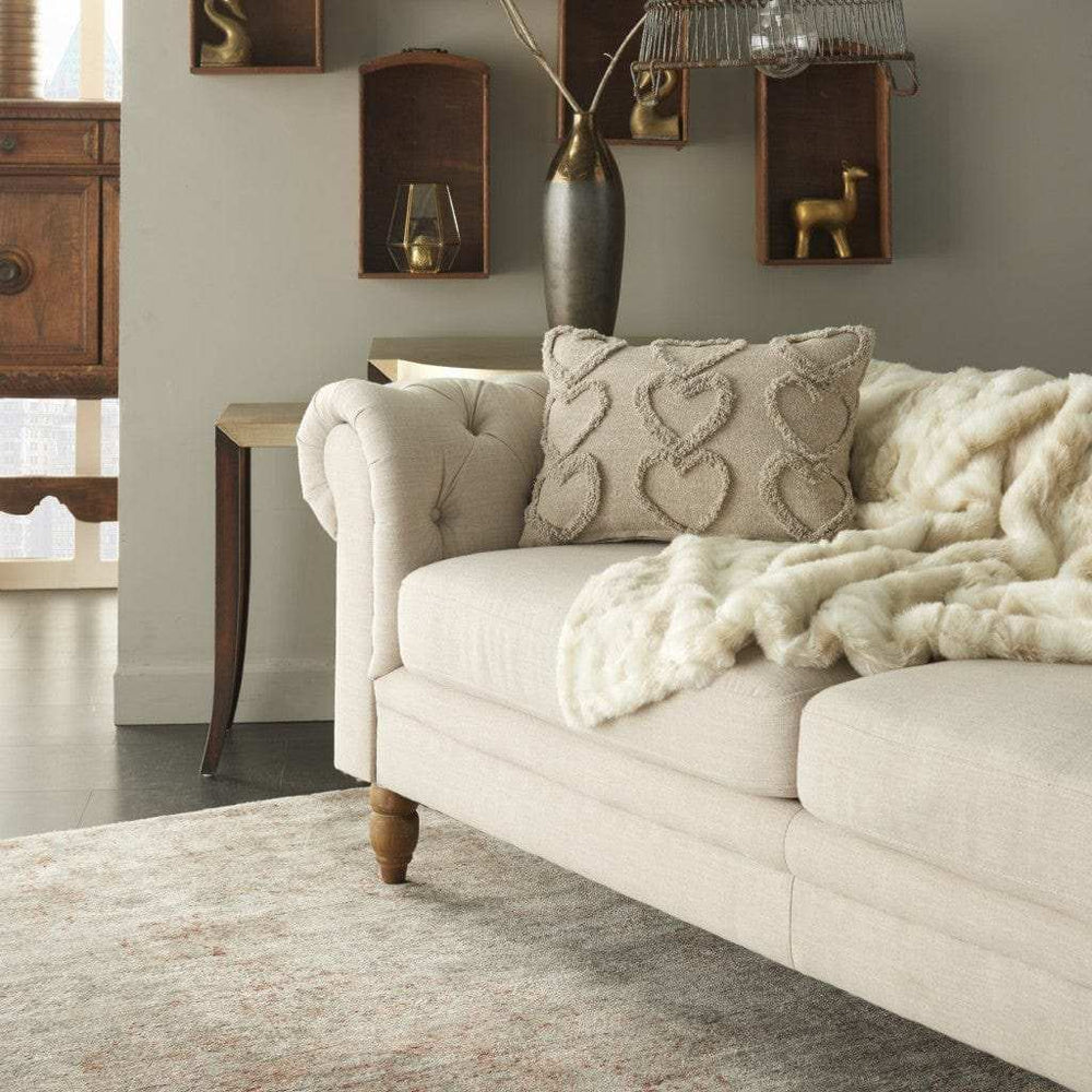 Whimsical Heart Detail Gray Lumbar Pillow - Homeroots - Flyclothing LLC