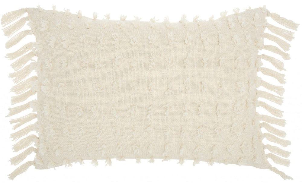 14" X 20" White Cotton Throw Pillow - Homeroots