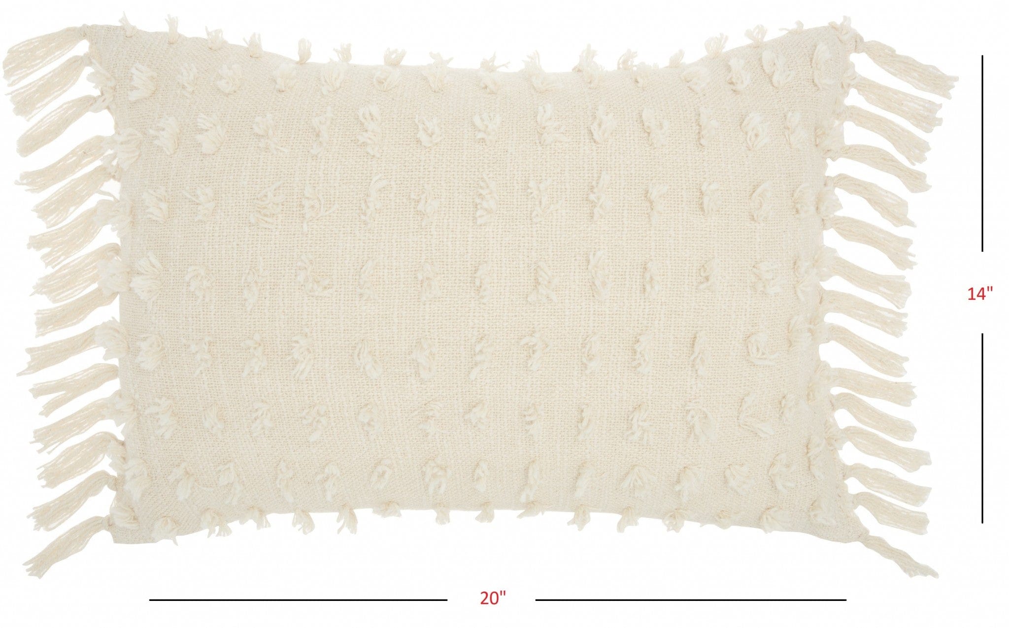 14" X 20" White Cotton Throw Pillow - Homeroots - Flyclothing LLC