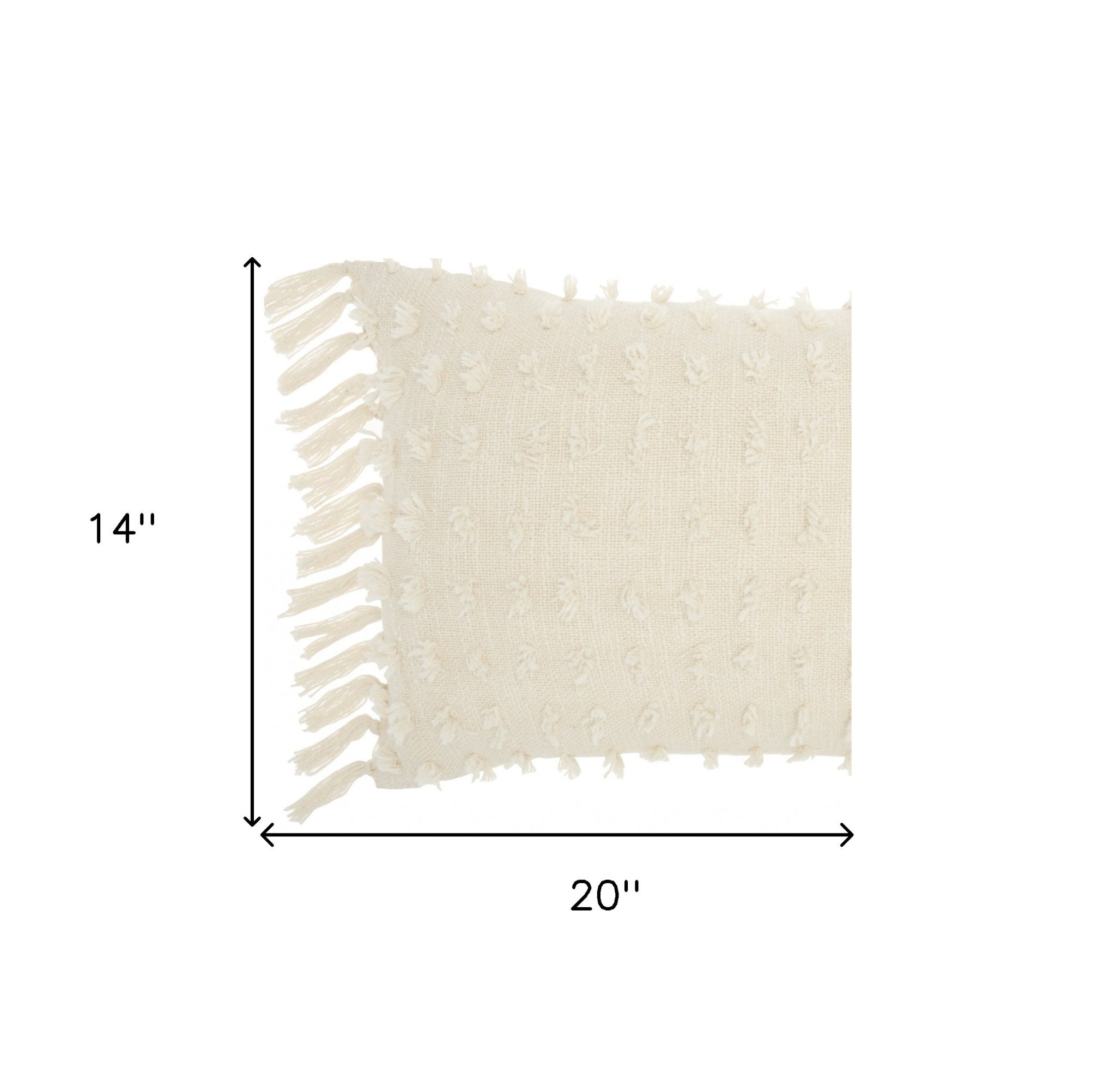 14" X 20" White Cotton Throw Pillow - Homeroots - Flyclothing LLC