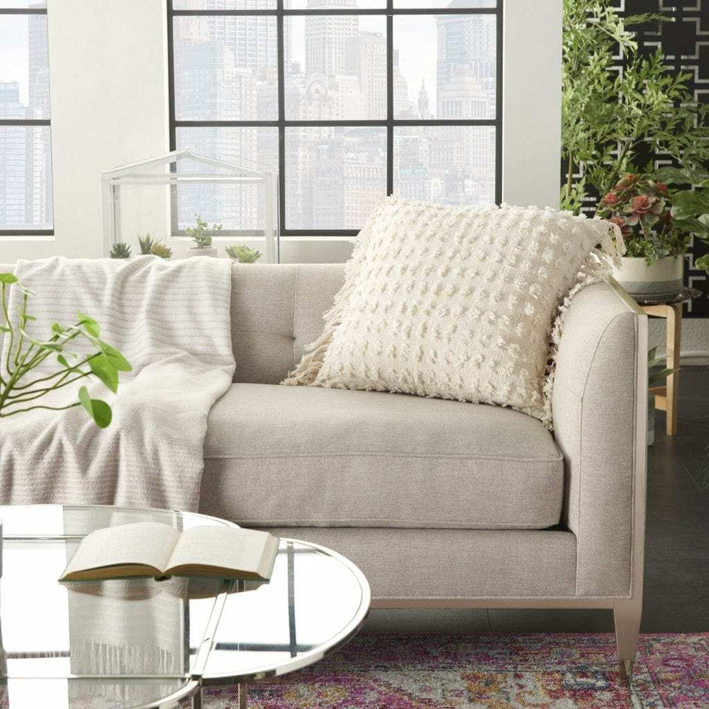 Tassel Detailed White Throw Pillow - Homeroots - Flyclothing LLC