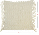 Tassel Detailed White Throw Pillow - Homeroots - Flyclothing LLC