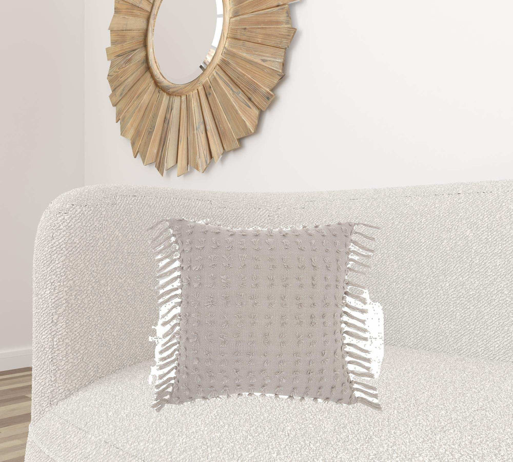 Tassel Detailed Gray Throw Pillow - Homeroots - Flyclothing LLC