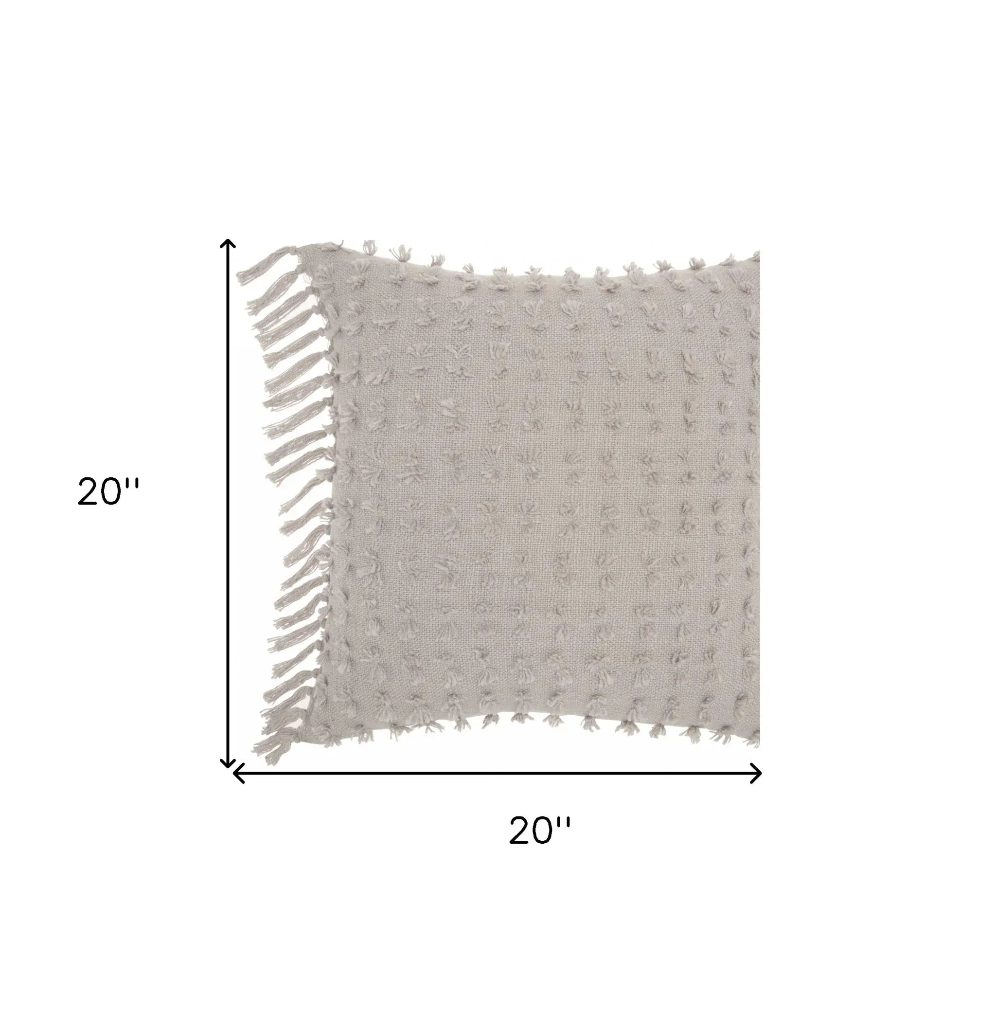 Tassel Detailed Gray Throw Pillow - Homeroots - Flyclothing LLC