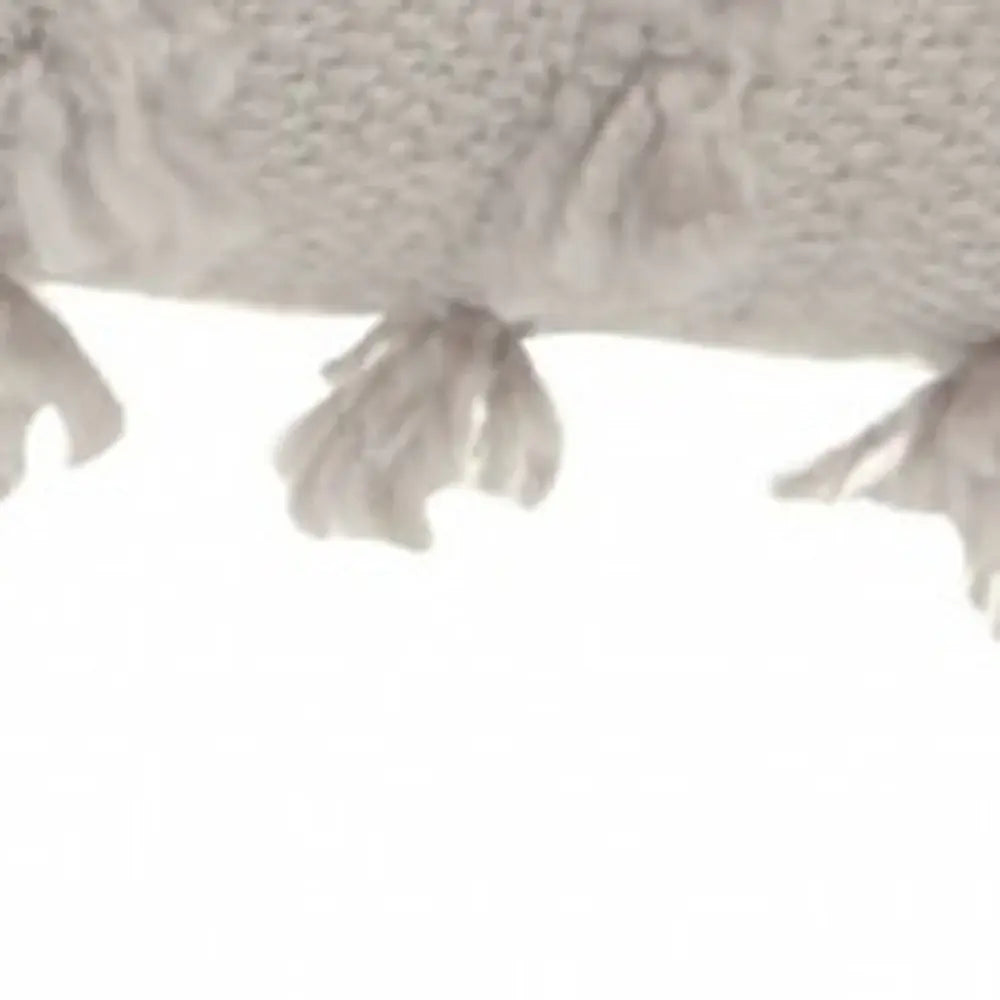 Tassel Detailed Gray Throw Pillow - Homeroots - Flyclothing LLC