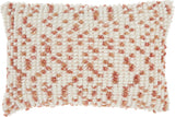 14" X 20" Coral and Beige Ribbed Indoor Outdoor Throw Pillow With Texture - Homeroots