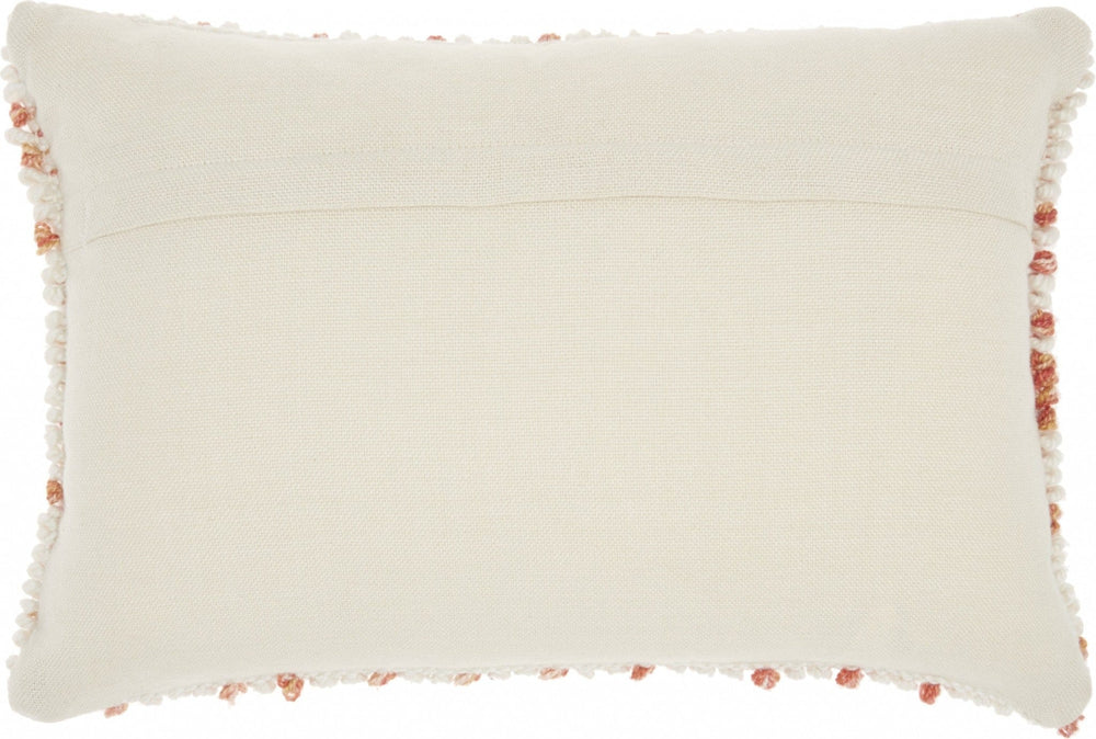 14" X 20" Coral and Beige Ribbed Indoor Outdoor Throw Pillow With Texture - Homeroots
