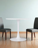 35" Steel Pedestal Base Dining Table - Homeroots