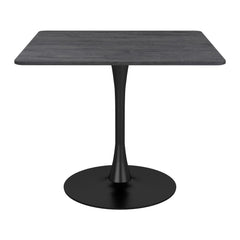 35" Black Square Steel Pedestal Base Dining Table