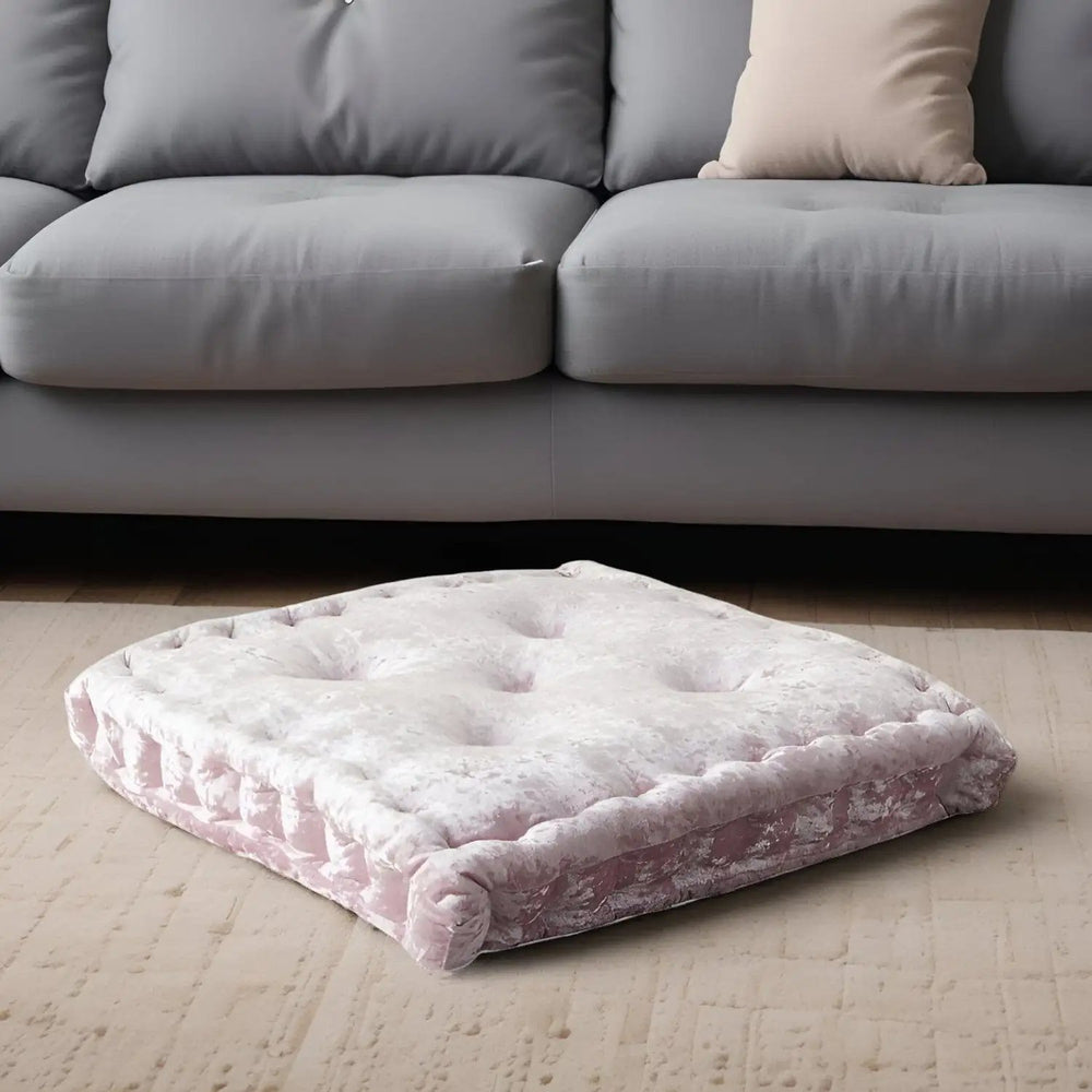 24" X 4" Rose Polyester Solid Color Floor Cushion - Homeroots