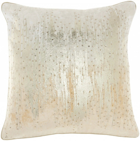 18" Cream Velvet Throw Pillow - Homeroots