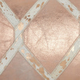 12" X 20" Rose Gold and White Metallic and Cowhide Throw Pillow - Homeroots