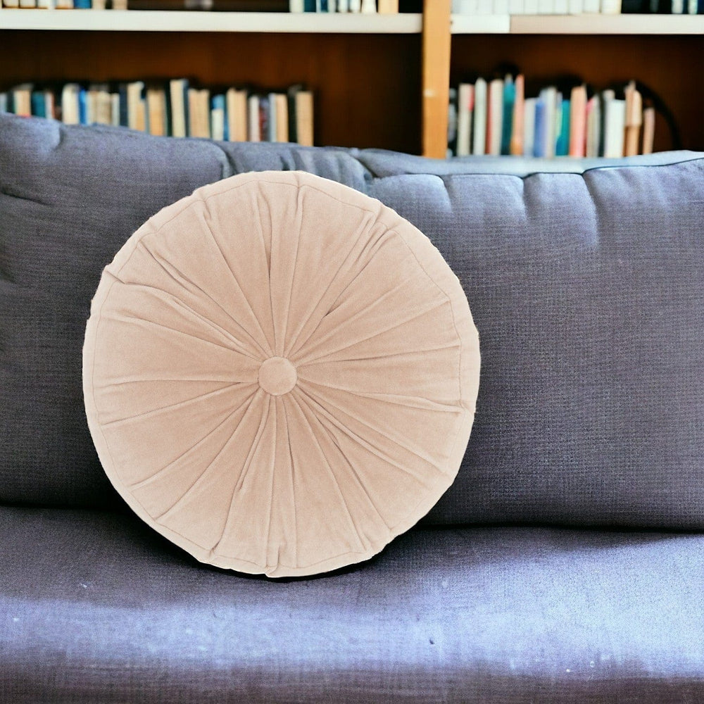 16" X 16" Multicolor Round Velvet Throw Pillow - Homeroots