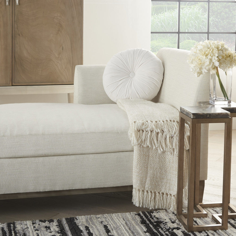 16" White Round Velvet Throw Pillow - Homeroots - Flyclothing LLC