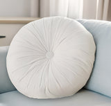 16" White Round Velvet Throw Pillow - Homeroots