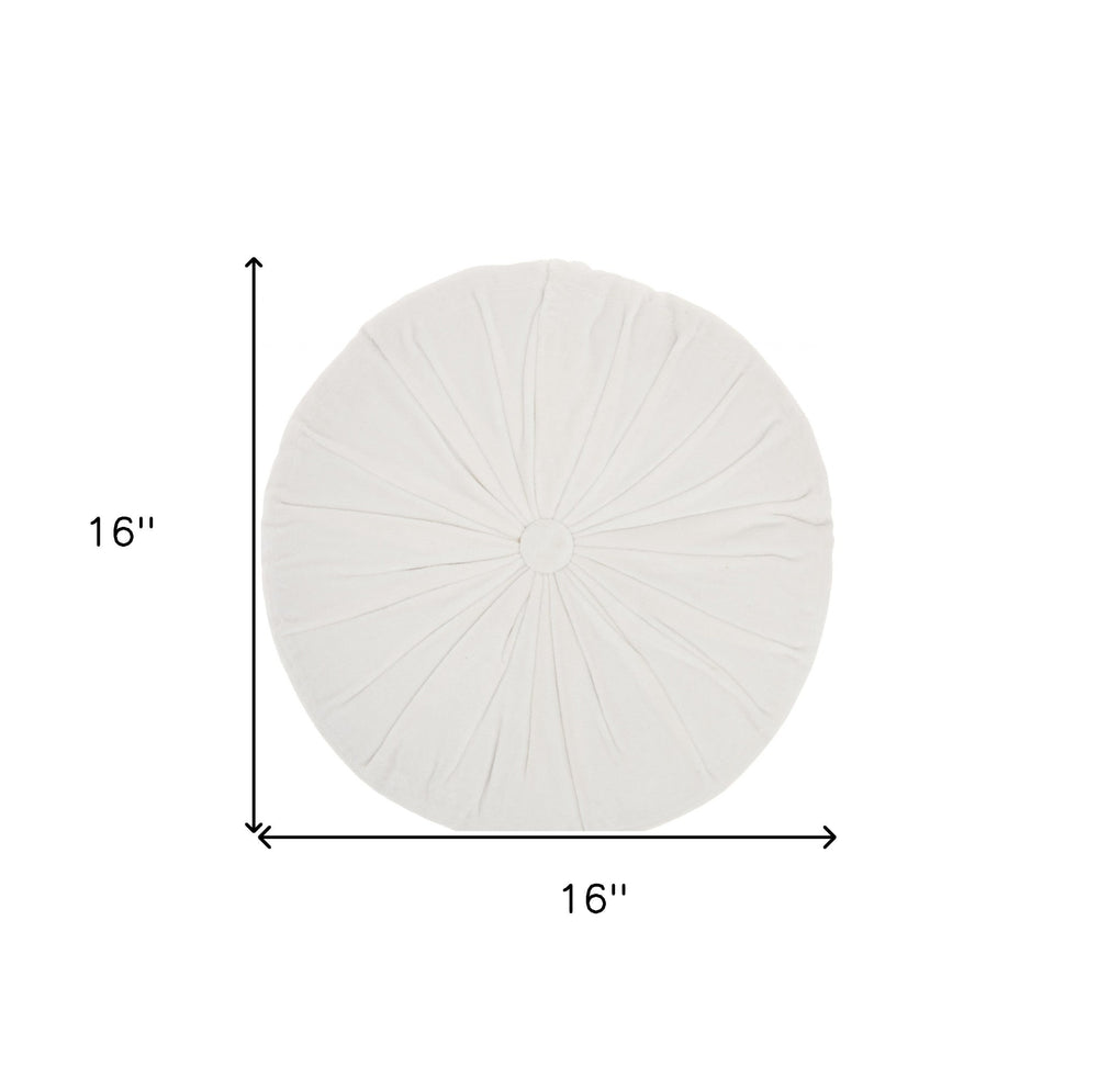 16" White Round Velvet Throw Pillow - Homeroots - Flyclothing LLC