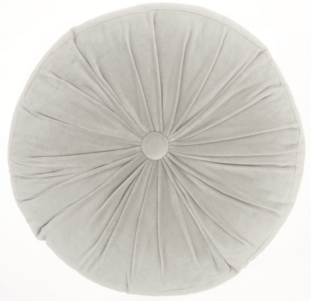 16" X 16" Light Gray Round Velvet Throw Pillow - Homeroots