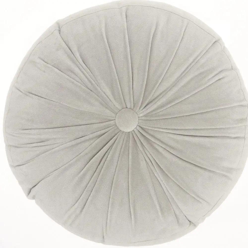 16" X 16" Light Gray Round Velvet Throw Pillow - Homeroots - Flyclothing LLC