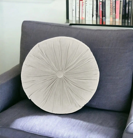16" X 16" Light Gray Round Velvet Throw Pillow - Homeroots