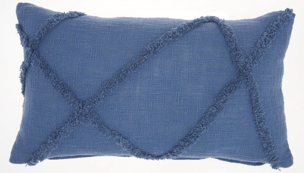 Royal Blue Abstract Shaggy Detail Lumbar Pillow - Homeroots