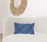 Royal Blue Abstract Shaggy Detail Lumbar Pillow - Homeroots