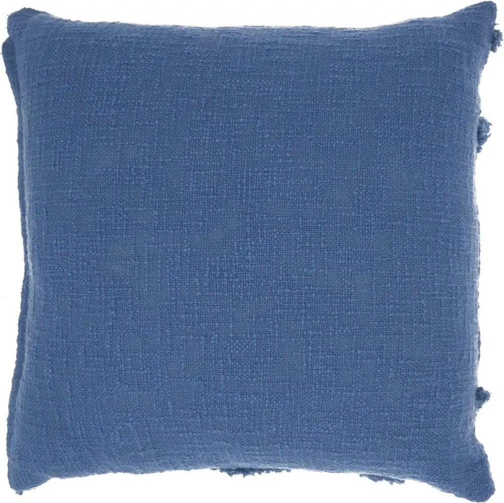 18" Boho Chic Blue Textured Lines Throw Pillow - Homeroots - Flyclothing LLC