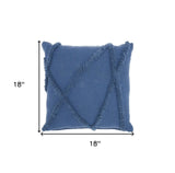 18" Boho Chic Blue Textured Lines Throw Pillow - Homeroots - Flyclothing LLC