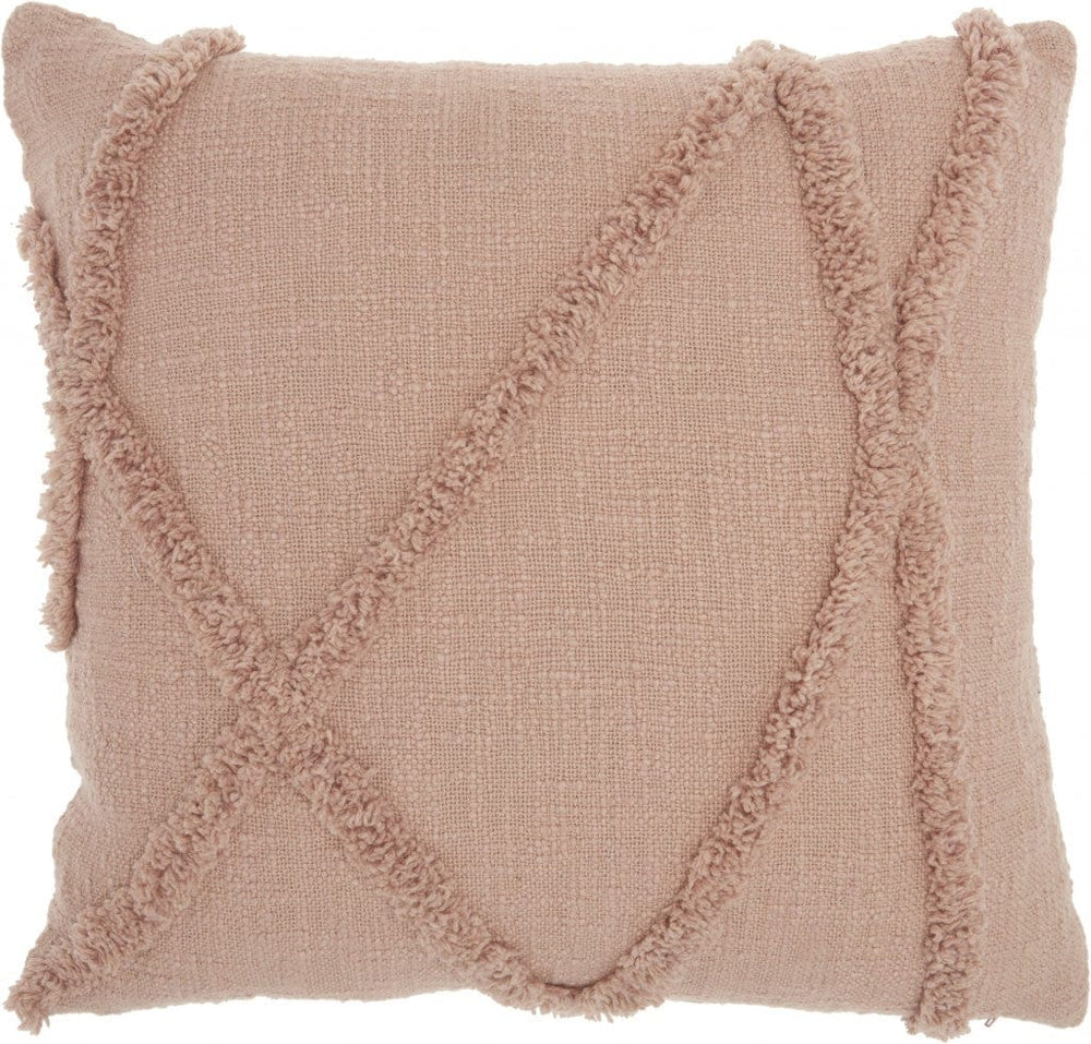 Boho Chic Blush Textured Lines Throw Pillow - Homeroots