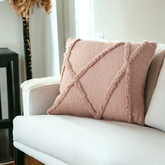 Boho Chic Blush Textured Lines Throw Pillow - Homeroots - Flyclothing LLC