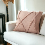 Boho Chic Blush Textured Lines Throw Pillow - Homeroots