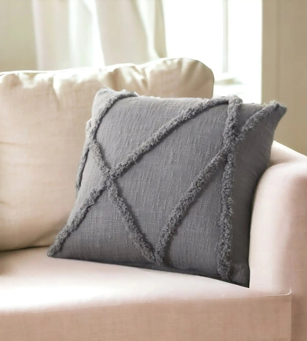 18" Gray Cotton Throw Pillow - Homeroots - Flyclothing LLC