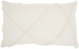 White Abstract  Shaggy Detail Lumbar Pillow - Homeroots