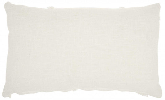 White Abstract Shaggy Detail Lumbar Pillow - Homeroots - Flyclothing LLC