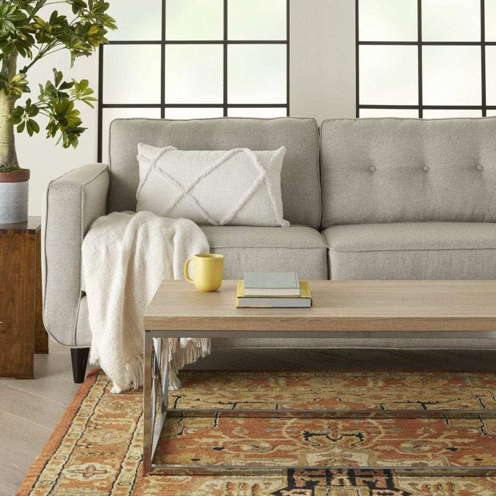 White Abstract Shaggy Detail Lumbar Pillow - Homeroots - Flyclothing LLC