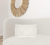 White Abstract  Shaggy Detail Lumbar Pillow - Homeroots