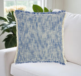 Blue And Ivory Abstract Pattern Throw Pillow - Homeroots