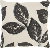 20" Charcoal Gray and Beige Floral Throw Pillow With Embroidery - Homeroots