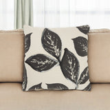 20" Charcoal Gray and Beige Floral Throw Pillow With Embroidery - Homeroots