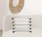 Bohemian White Cotton Accent Pillow With Grey Tassel Details - Homeroots - Flyclothing LLC