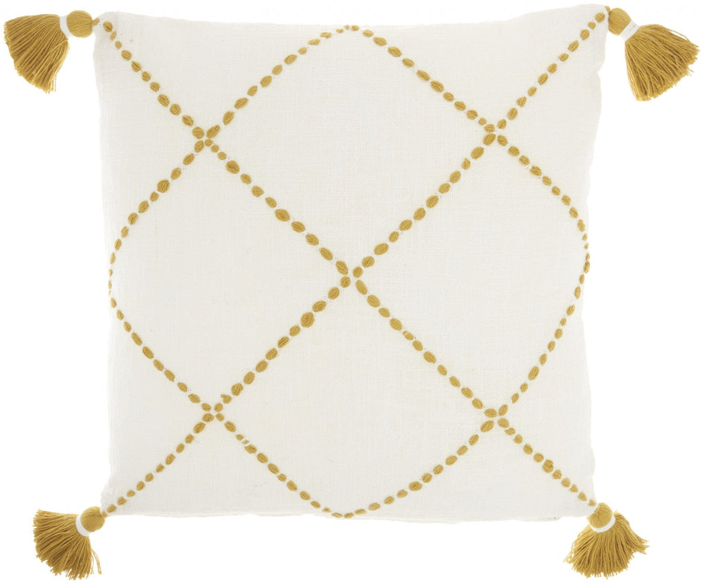 Boho Mustard Cotton Accent Throw Pillow - Homeroots