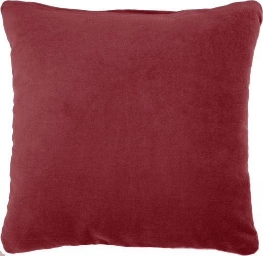 16" X 16" Red Solid Color Velvet Throw Pillow - Homeroots