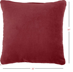 16" X 16" Red Solid Color Velvet Throw Pillow - Homeroots