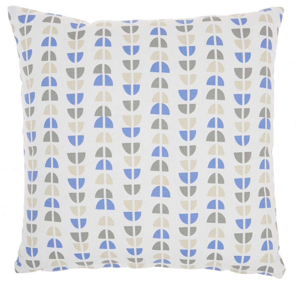 Blue And Taupe Geo Lines Throw Pillow - Homeroots