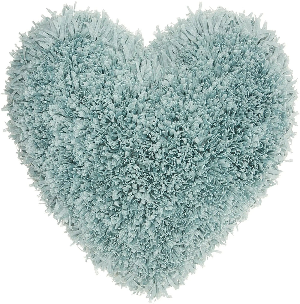 Heart Shaped Celadon Shag Accent Pillow - Homeroots