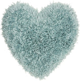 Heart Shaped Celadon Shag Accent Pillow - Homeroots